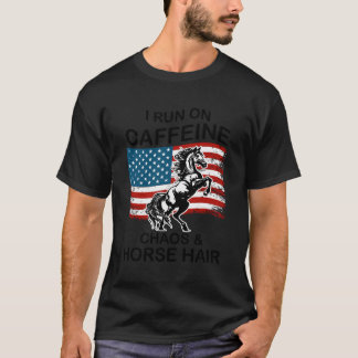 T-shirt Funny Usa Flag Fierté Horse Fier Amateurs de cours