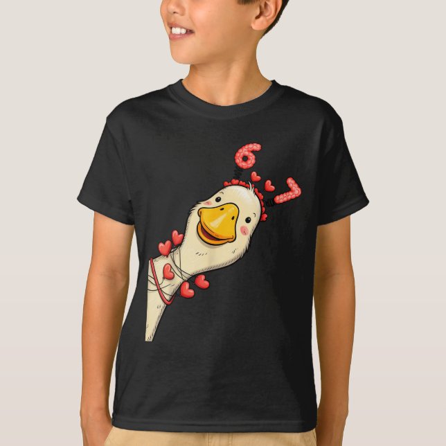 T-shirt Funny Valentine Goose 6 7 Six Seven Meme Matching  (Devant)