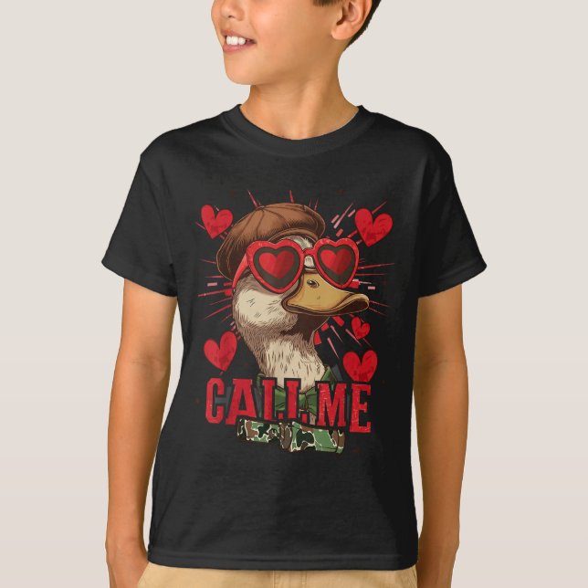 T-shirt Funny Valentine's Day Boy Duck Hunting Call Me Tod (Devant)