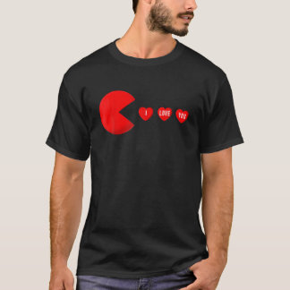 T-shirt Funny Valentine's Day Eating Hearts , Gamer Men Wo