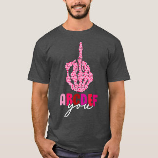 T-shirt Funny Valentine's Day Hearts Middle Finger Skeleto