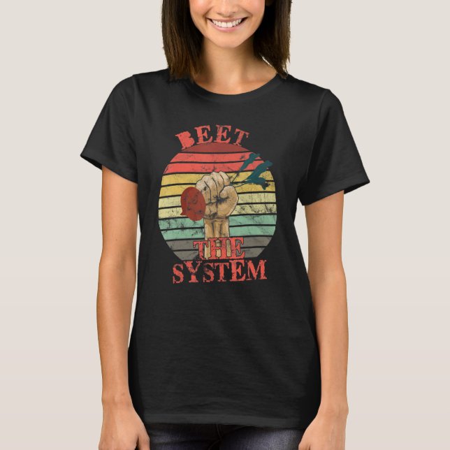 T-shirt Funny Vegan Beet the System Anarchy Retro Veganism (Devant)