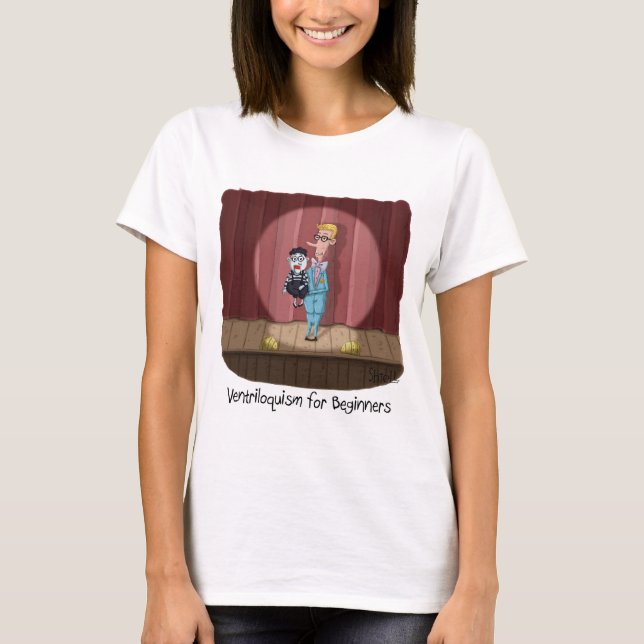 T-shirt Funny Ventriloquism for Beginners Carte ou cadeau. (Devant)