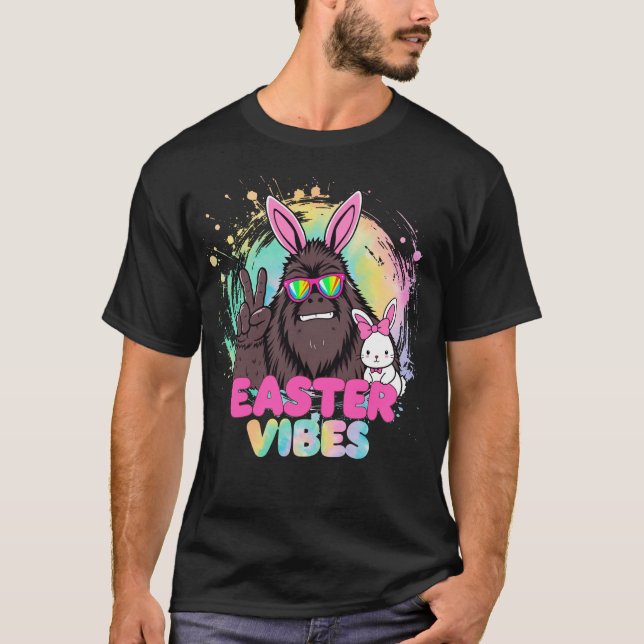 T-shirt Funny Vibes de Pâques Bigfoot Bunny Ears Sasquatat (Devant)