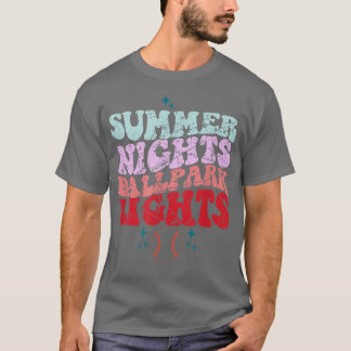 T-shirt Funny Vintage Baseball Maman Summer Nights Park