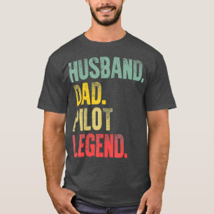 T-shirt Funny Vintage Husband Papa Pilot Legend Retro