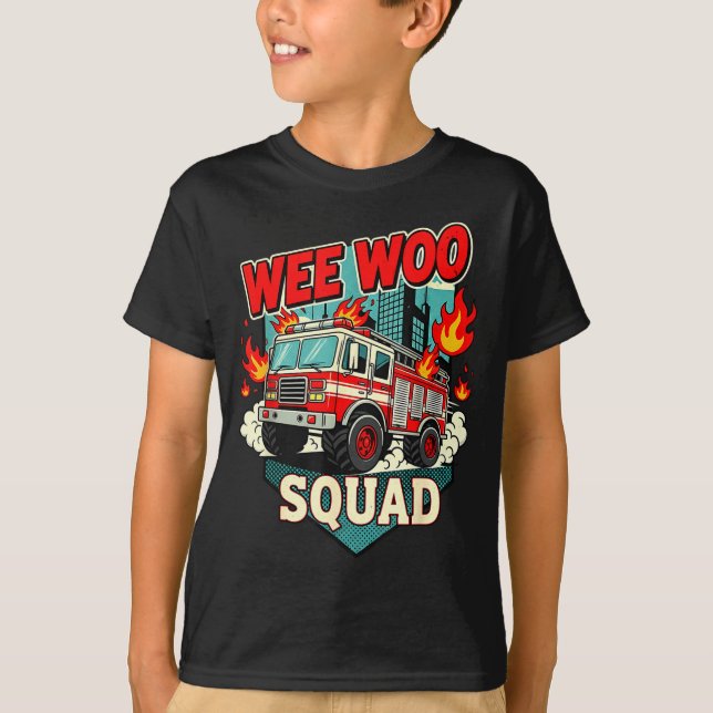 T-shirt Funny Wee Woo Squad Fire Department Firefighter Fi (Devant)