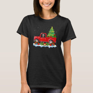 T-shirt Funny Weimaraner Chien équitation Camion Rouge Noë