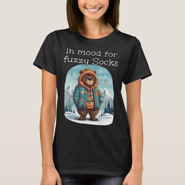 T-shirt Funny Winter Bear aime les chaussettes floues (Devant)