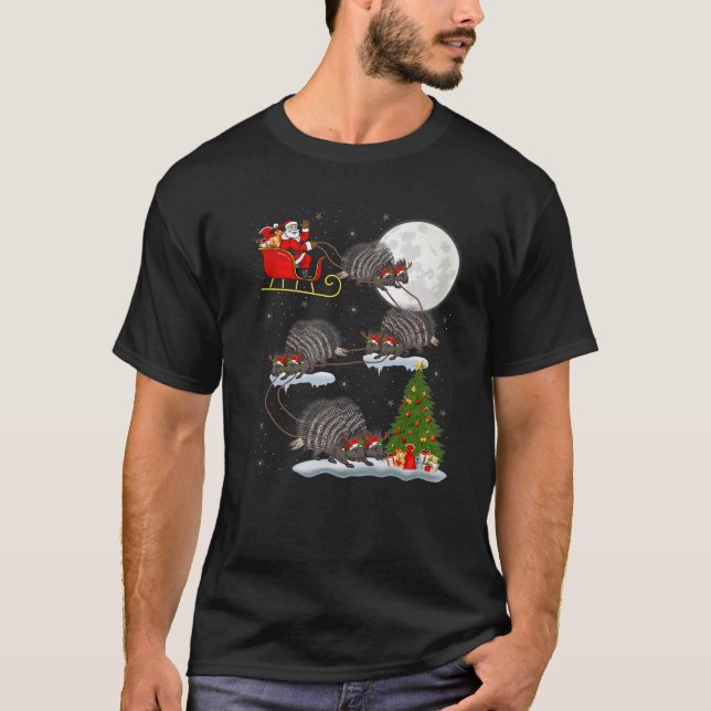 T-shirt Funny Xmas Éclairage Arbre Père Noël équitation Po (Devant)