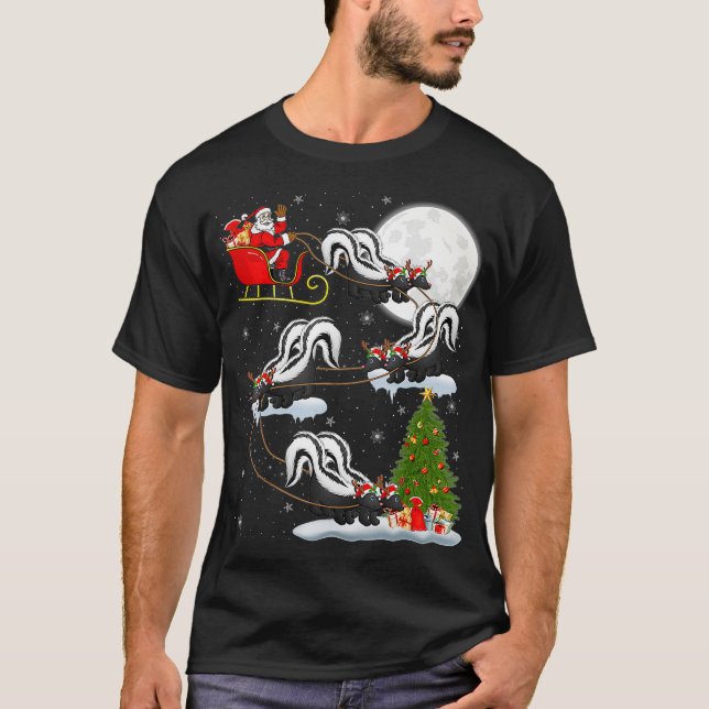 T-shirt Funny Xmas Éclairage Arbre Père Noël équitation Sk (Devant)