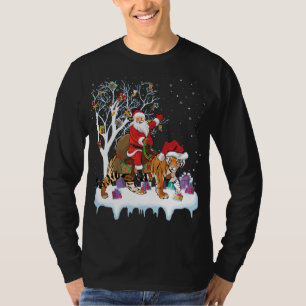 T-shirt Funny Xmas Éclairage Arbre Père Noël équitation Ti