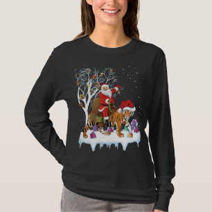 T-shirt Funny Xmas Éclairage Arbre Père Noël équitation Ti