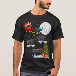 T-shirt Funny Xmas Lighting Tree Père Noël équitation Cass