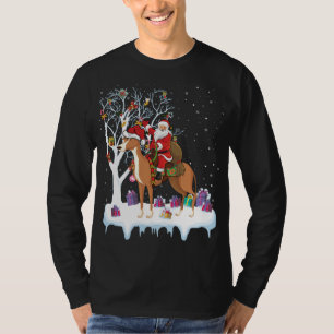 T-shirt Funny Xmas Lighting Tree Père Noël équitation Grey