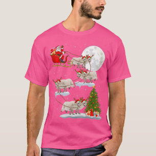 T-shirt Funny Xmas Lighting Tree Père Noël Riding Arctic F