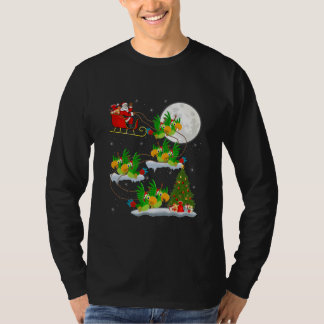 T-shirt Funny Xmas Lighting Tree Père Noël Riding Parrot