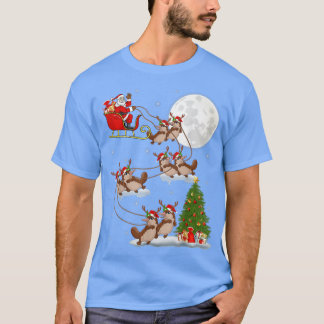 T-shirt Funny Xmas Lighting Tree Père Noël Riding Platypus