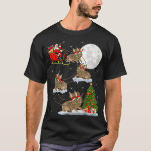 T-shirt Funny Xmas Lighting Tree Père Noël Riding Rabbit C