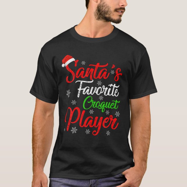 T-shirt Funny Xmas Père Noël Joueur de Croquet favori Noël (Devant)
