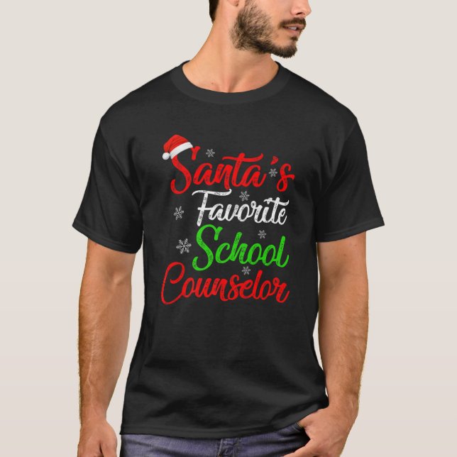 T-shirt Funny Xmas Santa's Favorite School Counselor Chris (Devant)