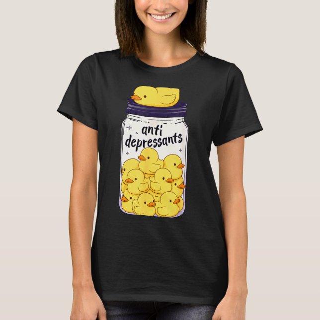 T-shirt Funny Yellow Duck Anti Depressant Jar Zoo Boys Gir (Devant)