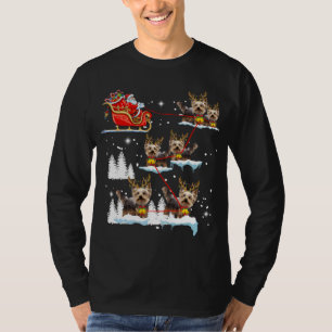 T-shirt Funny Yorkie Christmas Pajama Père Noël Reindeer