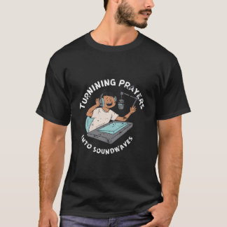 T-shirt Funnyt Church Audio Technicien Sound Waves Retro V