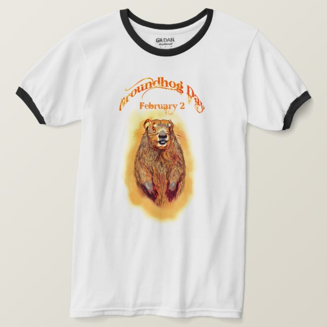 T-shirt FunT-Chemise de jour de Groundhog avec le dessin (Design devant)