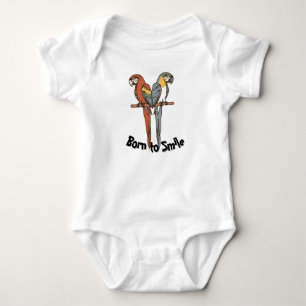 T-Shirt für Baby mit 'Born to Smile'-Papageien-Mot Strampler