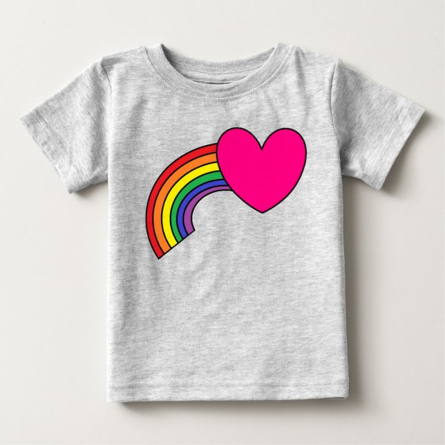 T - Shirt für Baby mit Regenbogen und Herzdesign (Vorderseite)
