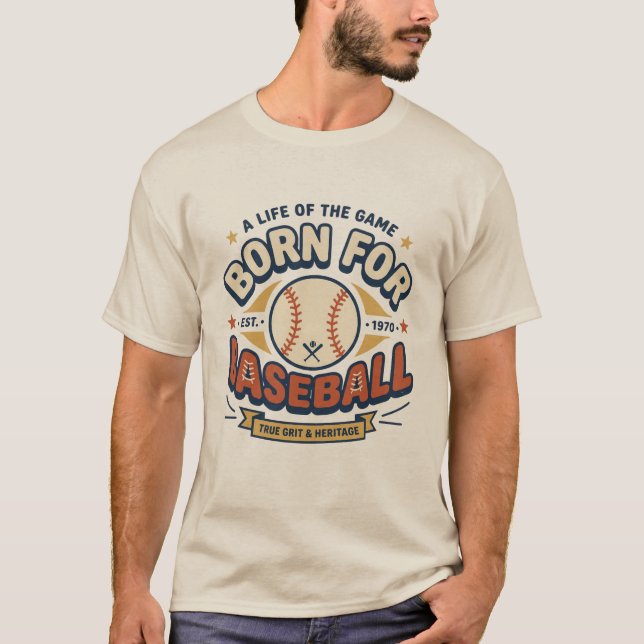 T-Shirt "Für Baseball Geboren" (Vorderseite)