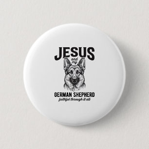 T-Shirt für Christen mit deutschem Schäferhund Button