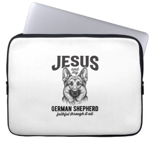 T-Shirt für Christen mit deutschem Schäferhund für Laptopschutzhülle