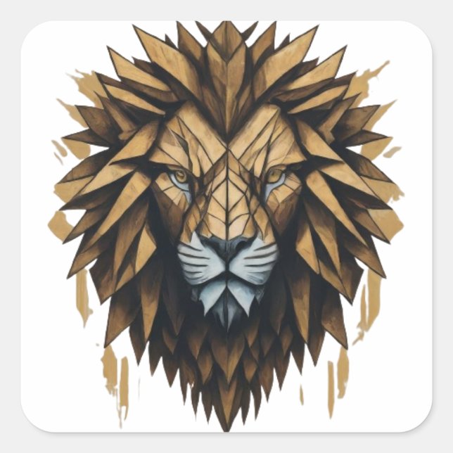 T-Shirt für das Löwenemblem Quadratischer Aufkleber (Vorderseite)