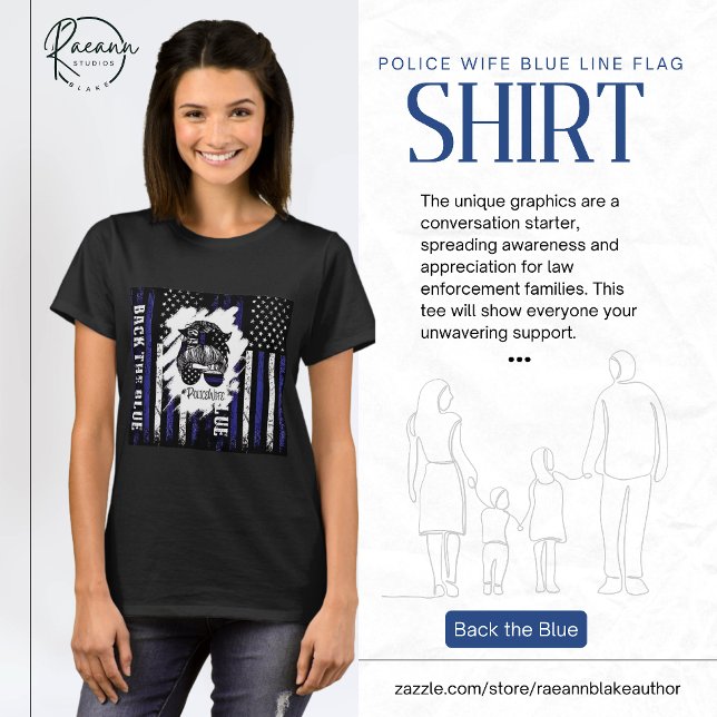 T - Shirt für die Blaue Linie der Polizei Ehefrau (Von Creator hochgeladen)