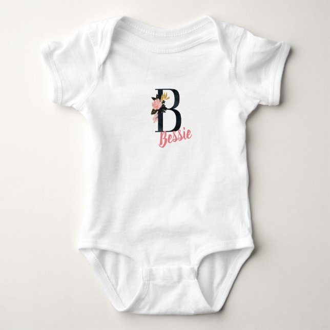 T - Shirt für die florale Monogramm-Girl (Vorderseite)