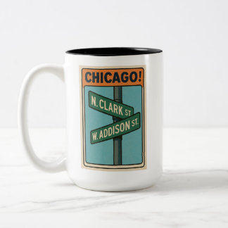 T - Shirt für die Kreuzung Clark und Addison Zweifarbige Tasse