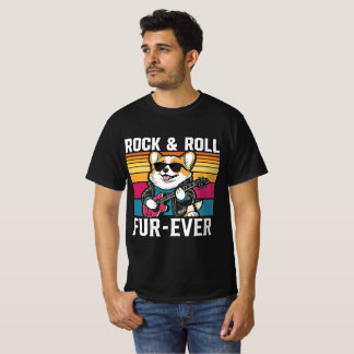 T-shirt Fur-Ever Rock & Roll With A Rockin Corgi