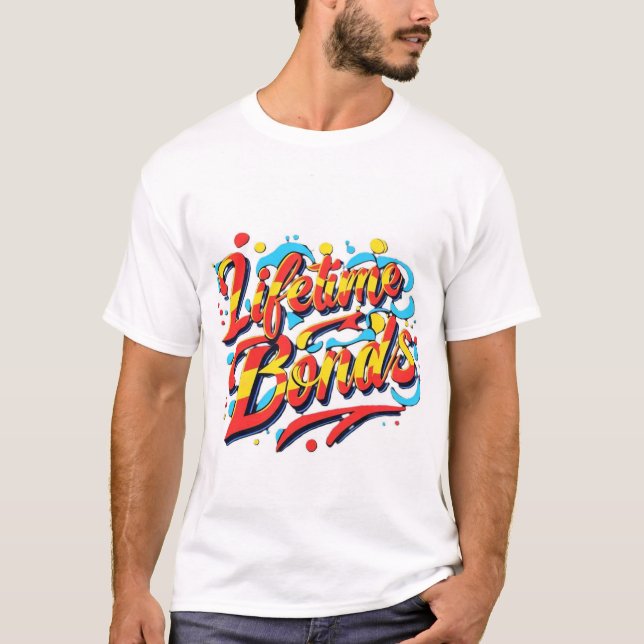 T-Shirt für farbenfrohe, miteinander verbundene He (Vorderseite)