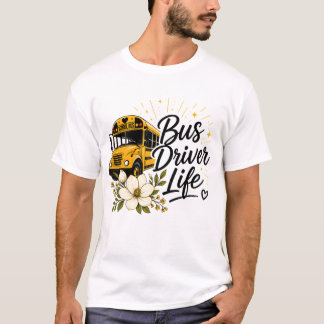 T-Shirt für Floral-Schulbusfahrer - "Busfahrer-Leb