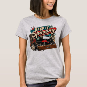T-Shirt für Frauen mit Vintage-Vinyl-Schallplatte