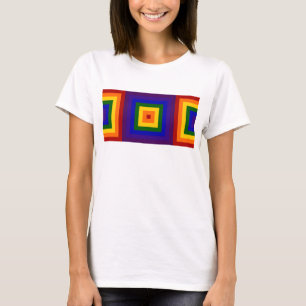 T - Shirt für geometrische Regenbogenquadrate