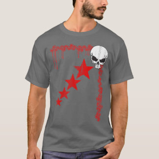 T - Shirt für gestörtes Schädel-/Sternmuster (rot)