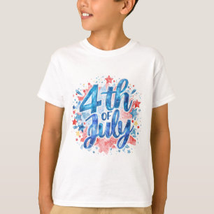 T-Shirt für Kinder mit Wasserfarben-Motiv zum 4. J