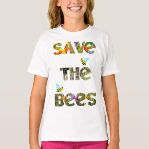 T-Shirt für Kinder Rette die Bienen Bunte Wildblum