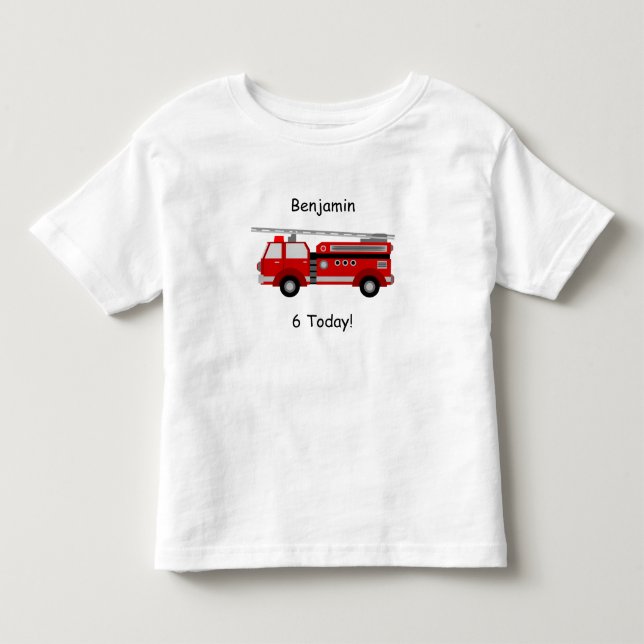 T - Shirt für Kleinkinderfeuer mit dem Namen & "6  (Vorderseite)