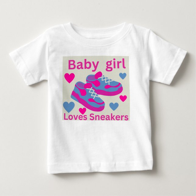 T Shirt für Mädchen mit Lieben Sneakers. (Vorderseite)