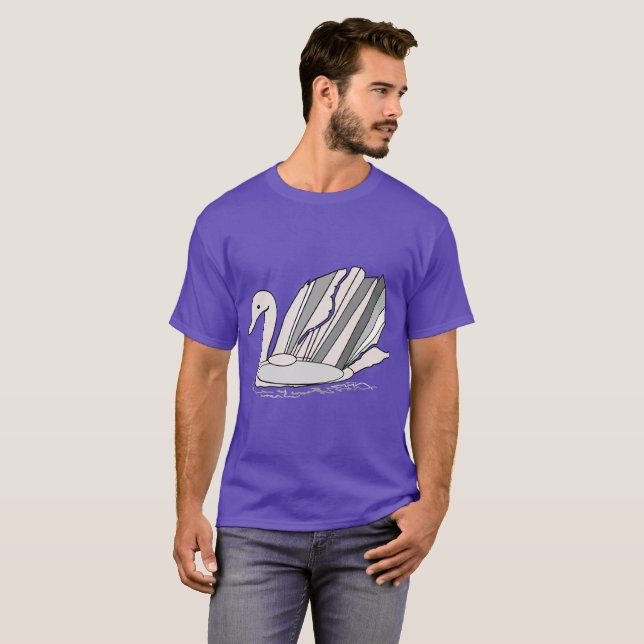 T - Shirt für Männer mit Art-Deco-Swan (Vorne ganz)