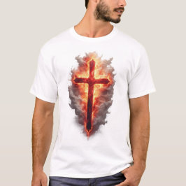 T-Shirt für Männer mit flammendem christlichen Kre